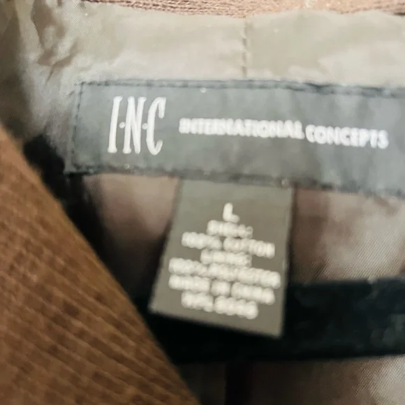 INC brown buttoned blazer size large. Soft and stretchy - Picture 6 of 6